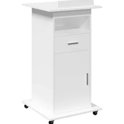 vidaXL Lessenaar met wielen en lade 55x55x107 cm bewerkt hout wit