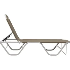 vidaXL Ligbed aluminium en textileen taupe