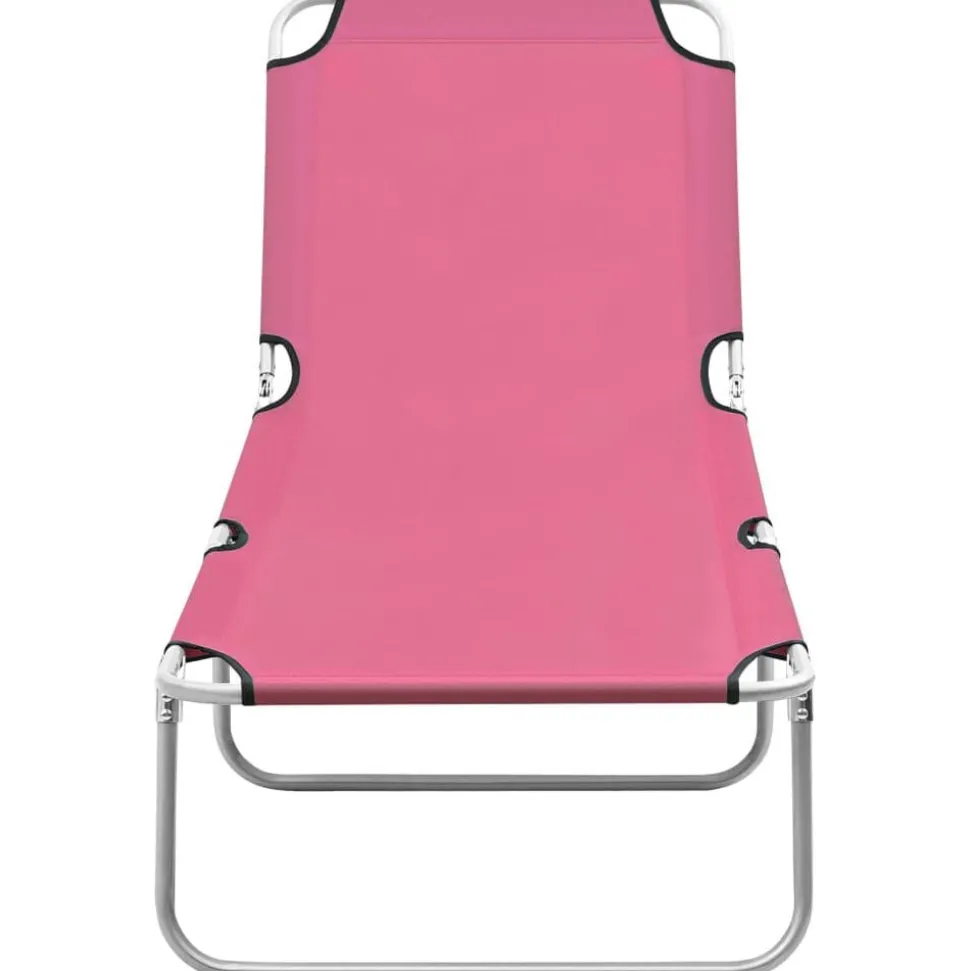 vidaXL Ligbed inklapbaar staal en stof roze