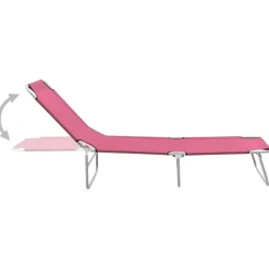 vidaXL Ligbed inklapbaar staal en stof roze
