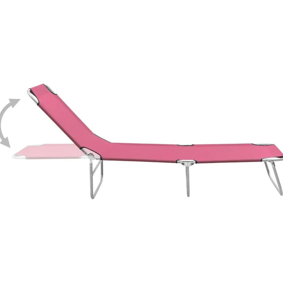 vidaXL Ligbed inklapbaar staal en stof roze