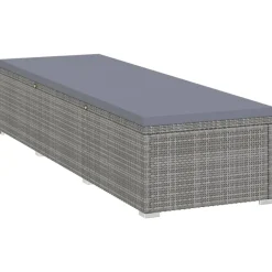 vidaXL Ligbed met kussen poly rattan grijs