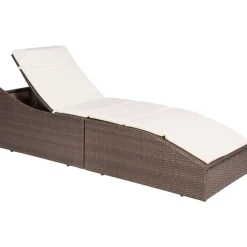 vidaXL Ligbed met kussen poly rattan bruin
