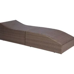 vidaXL Ligbed met kussen poly rattan bruin