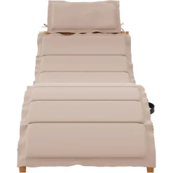 vidaXL Ligbed met kussen massief acaciahout taupe