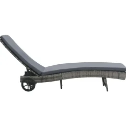 vidaXL Ligbed met wielen en kussen poly rattan antraciet