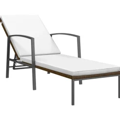 vidaXL Ligbedden 2 st met tafel poly rattan bruin