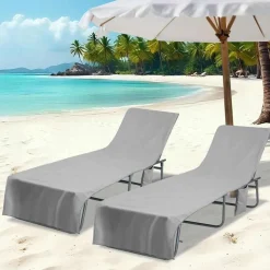 vidaXL Ligbedhanddoeken 2 pcs Donkergrijs 210 x 75 cm