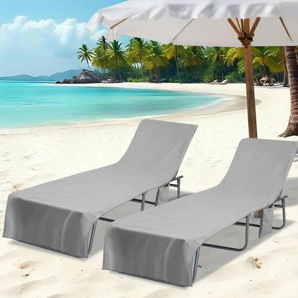 vidaXL Ligbedhanddoeken 2 pcs Donkergrijs 210 x 75 cm