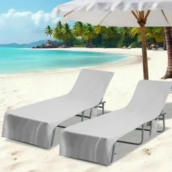 vidaXL Ligbedhanddoeken 2 pcs Grijs 210 x 75 cm Polyester en Polyamide