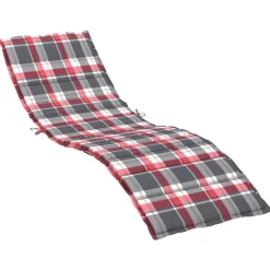 vidaXL Ligbedkussen 200x50x3 cm oxford stof ruitpatroon rood