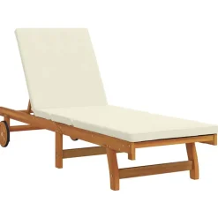 vidaXL Ligstoel Bruin en Crème 199 x 63 x 85 cm Massief Acaciahout