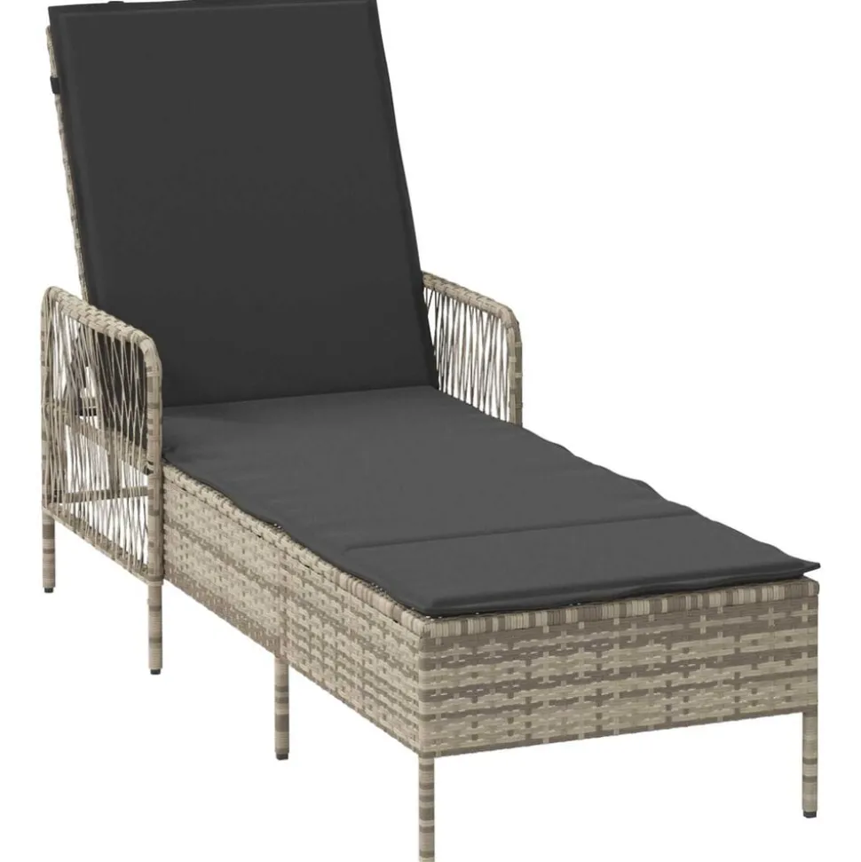 vidaXL Ligstoel Licht Grijs en Donker Grijs 200 x 55 x 92 cm