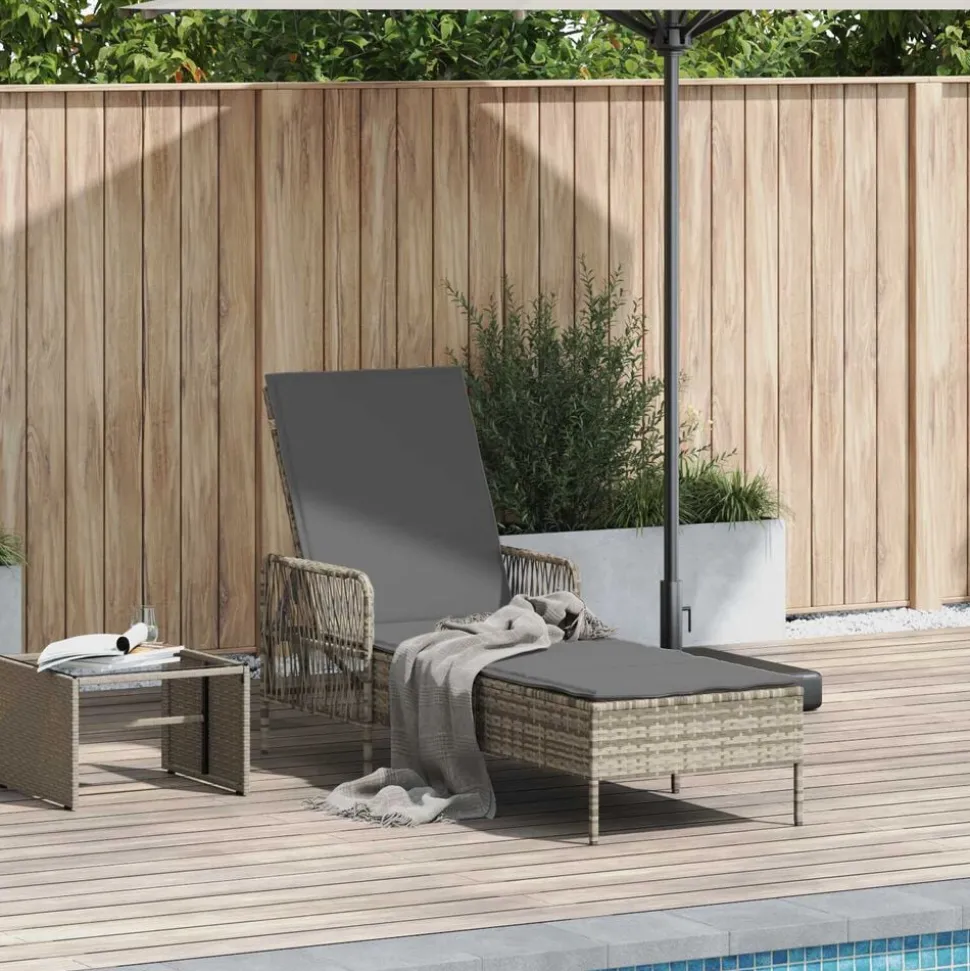 vidaXL Ligstoel Licht Grijs en Donker Grijs 200 x 55 x 92 cm