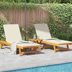 vidaXL Ligstoel 2-persoon 2 pcs Bruin Massief Acaciahout