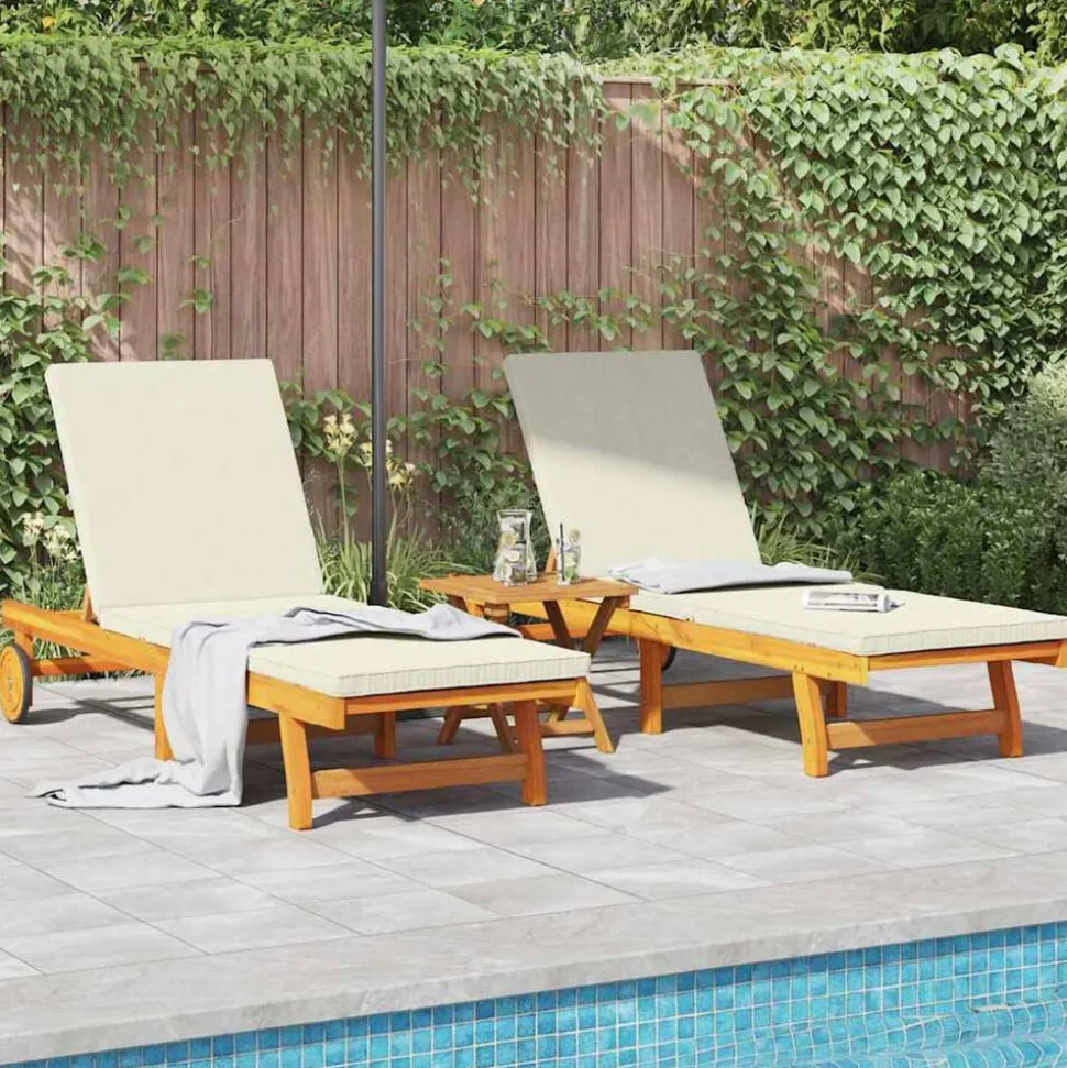 vidaXL Ligstoel 2-persoon 2 pcs Bruin Massief Acaciahout