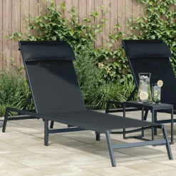 vidaXL Ligstoel 1-persoon Zwart en Anthraciet 197 x 54 x 86 cm Staal
