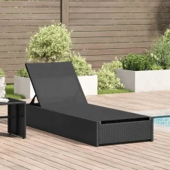 vidaXL Ligstoel Zwart 200.5 x 70 x 75 cm poly rattan
