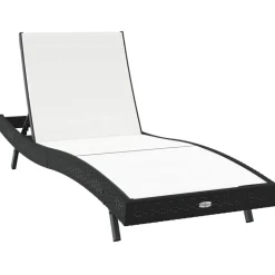 vidaXL Ligstoel Zwart en Wit 197 x 70 x 82 cm poly rattan