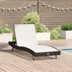 vidaXL Ligstoel Zwart en Wit 197 x 70 x 82 cm poly rattan