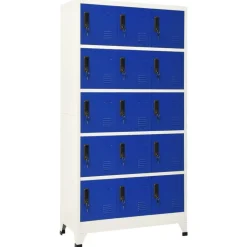 vidaXL Lockerkast 90x40x180 cm staal grijs en blauw
