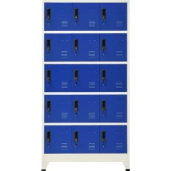 vidaXL Lockerkast 90x40x180 cm staal grijs en blauw