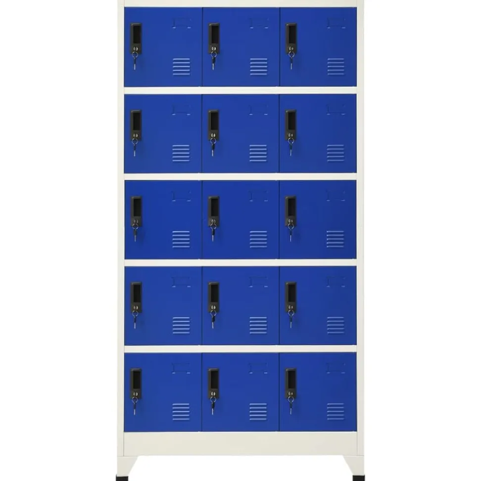 vidaXL Lockerkast 90x40x180 cm staal grijs en blauw