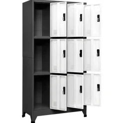 vidaXL Lockerkast 90x45x180 cm staal antracietkleurig en wit