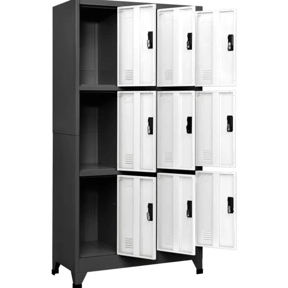 vidaXL Lockerkast 90x45x180 cm staal antracietkleurig en wit