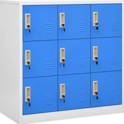 vidaXL Lockerkast 90x45x92,5 cm staal lichtgrijs en blauw