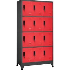 vidaXL Lockerkast 90x45x180 cm staal antracietkleurig en rood