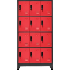 vidaXL Lockerkast 90x45x180 cm staal antracietkleurig en rood