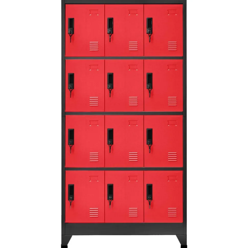 vidaXL Lockerkast 90x45x180 cm staal antracietkleurig en rood