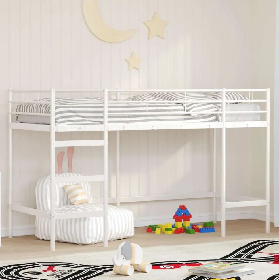 vidaXL Loftbed voor Kids Wit 74,5 x 190 cm Staal