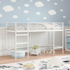 vidaXL Loftbed voor Kids Wit 74,5 x 190 cm Staal