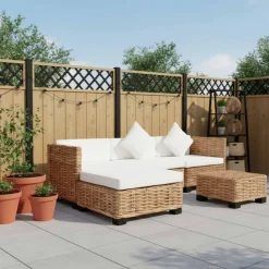 vidaXL Loungeset natuurlijk rattan 14-delig