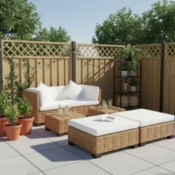 vidaXL Loungeset natuurlijk rattan 16-delig