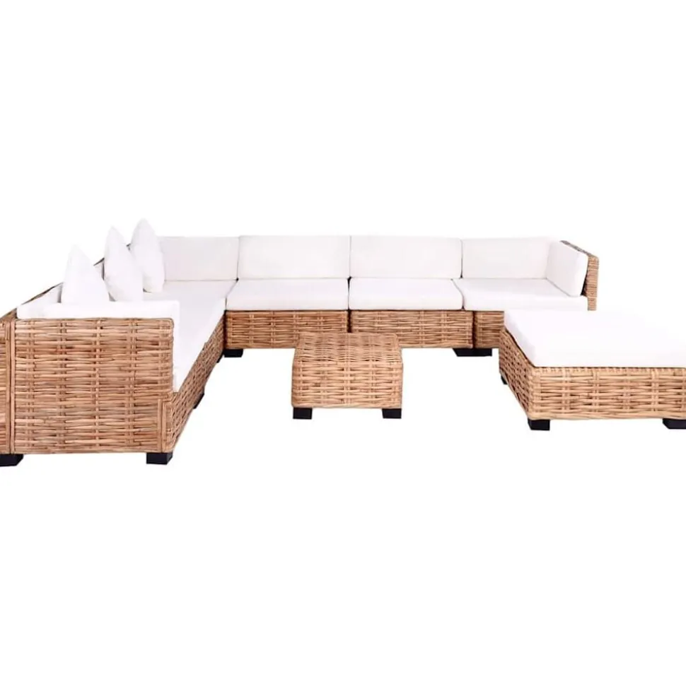 vidaXL Loungeset natuurlijk rattan 27-delig