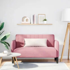 vidaXL Loveseat bank 109 cm fluweel roze