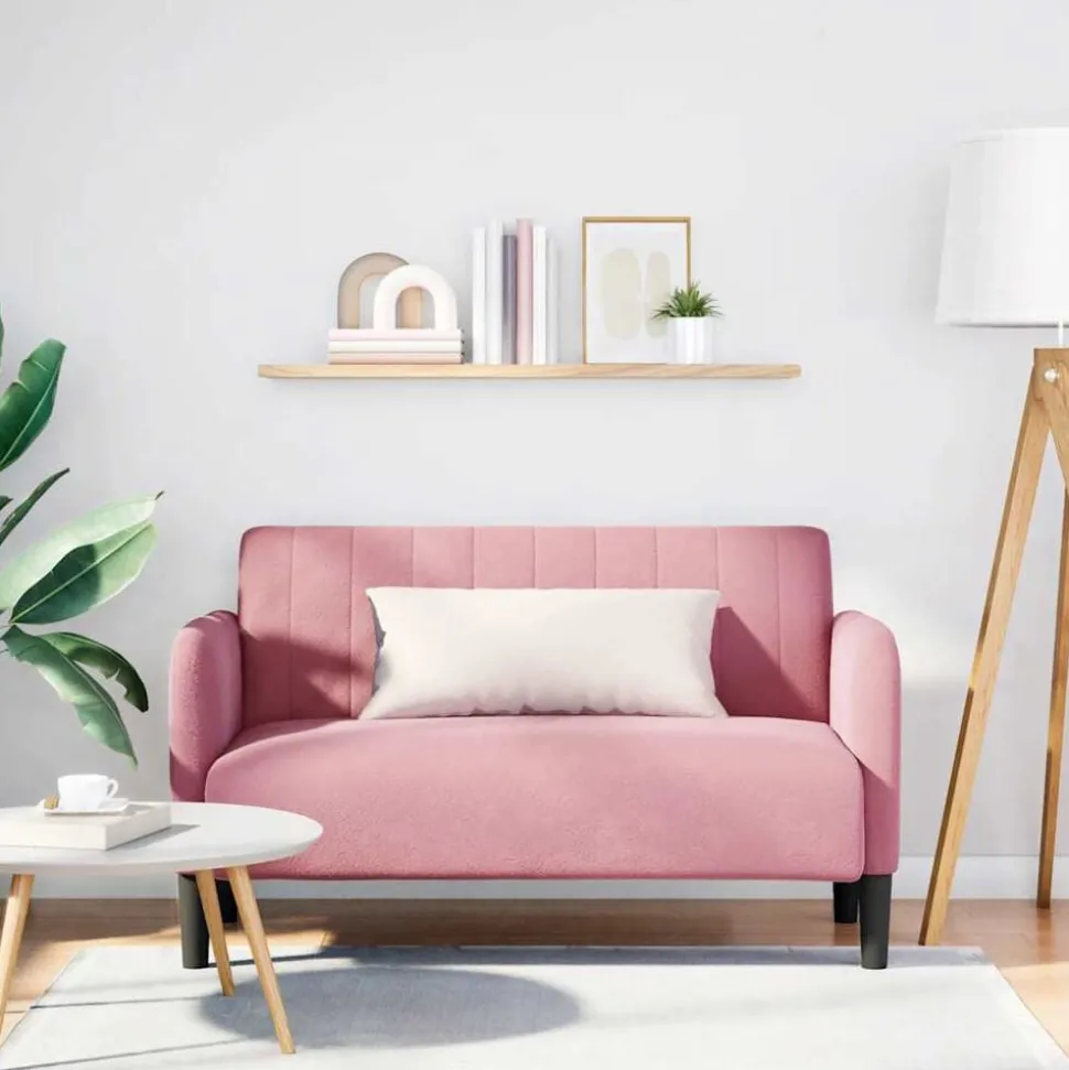 vidaXL Loveseat bank 109 cm fluweel roze
