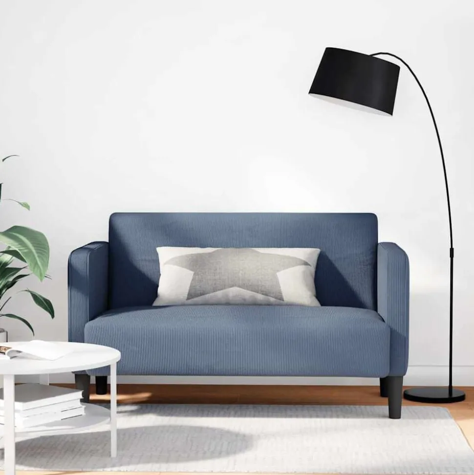 vidaXL Loveseat bank 109 cm corduroy stof blauw