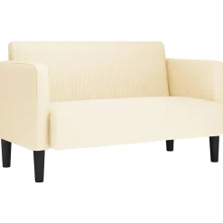 vidaXL Loveseat bank 109 cm corduroy stof crèmekleurig