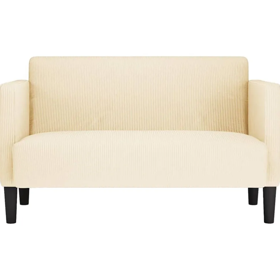 vidaXL Loveseat bank 109 cm corduroy stof crèmekleurig