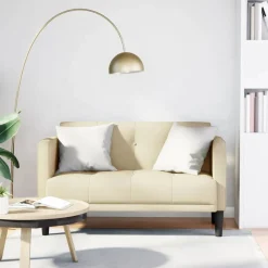 vidaXL Loveseat Bank Crème 111 cm Stof