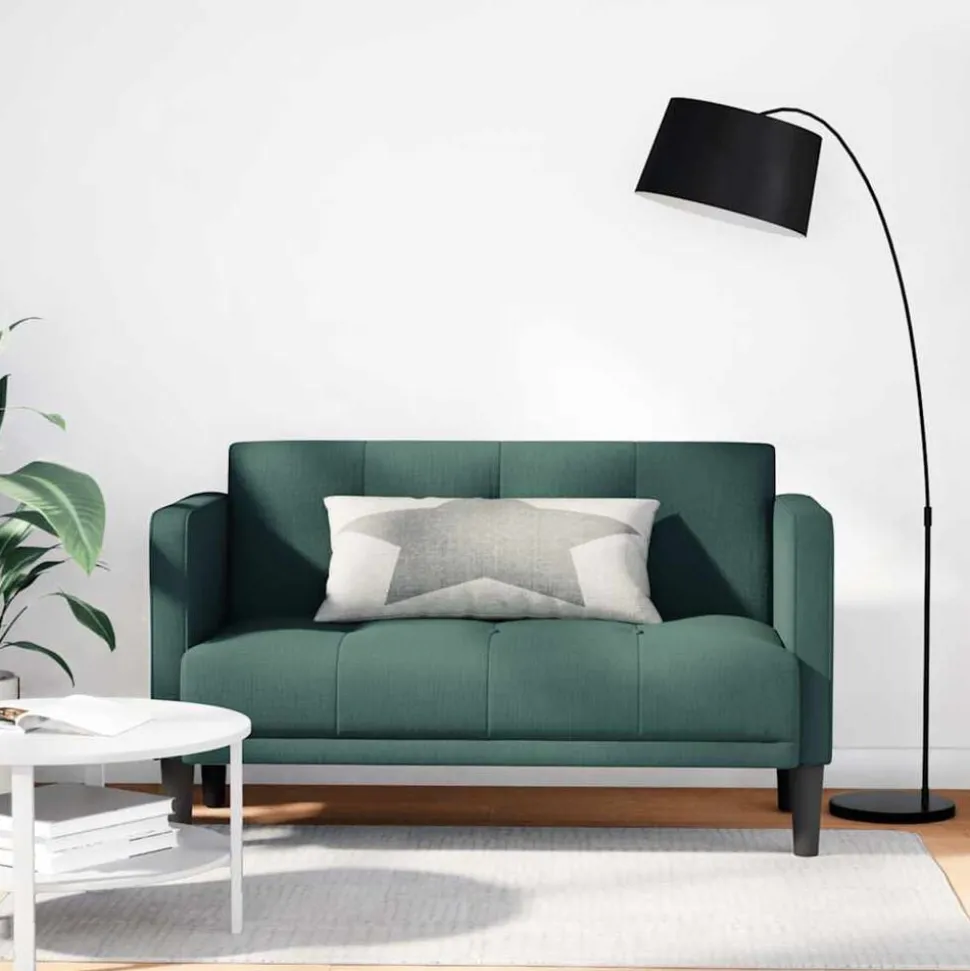 vidaXL Loveseat Bank Donkergroen 111 cm Stof