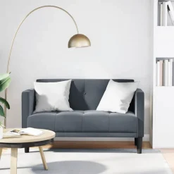 vidaXL Loveseat bank donkergrijs 111 cm fluweel