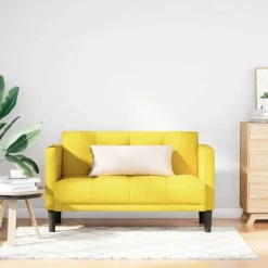vidaXL Loveseat bank geel 111 cm stof