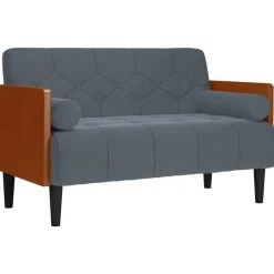 vidaXL Loveseat bank met bolsters donkergrijs 110 cm fluweel