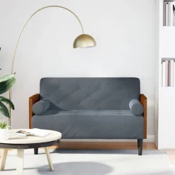 vidaXL Loveseat bank met bolsters donkergrijs 110 cm fluweel
