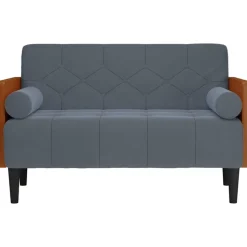 vidaXL Loveseat bank met bolsters donkergrijs 110 cm fluweel